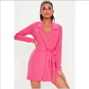 Hot pink Petite belted blazer dress